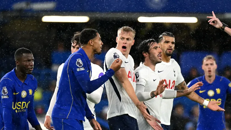 Spurs stun Chelsea after Penders own goal and Palmer dismissal