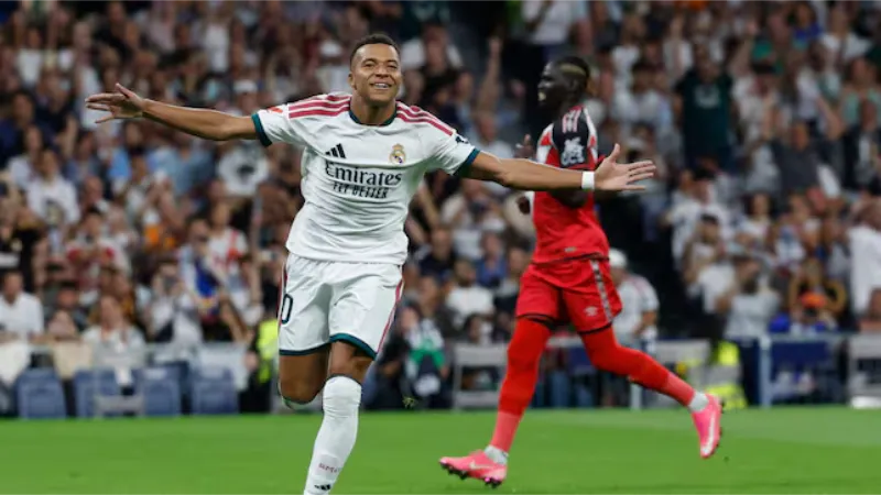 Mbappe double drives Real Madrid past Rayo Vallecano at the Bernabeu