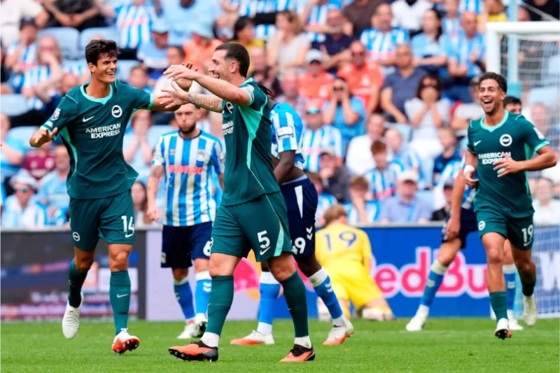 Brighton hit five as Coventry's Premier League goal drought continues