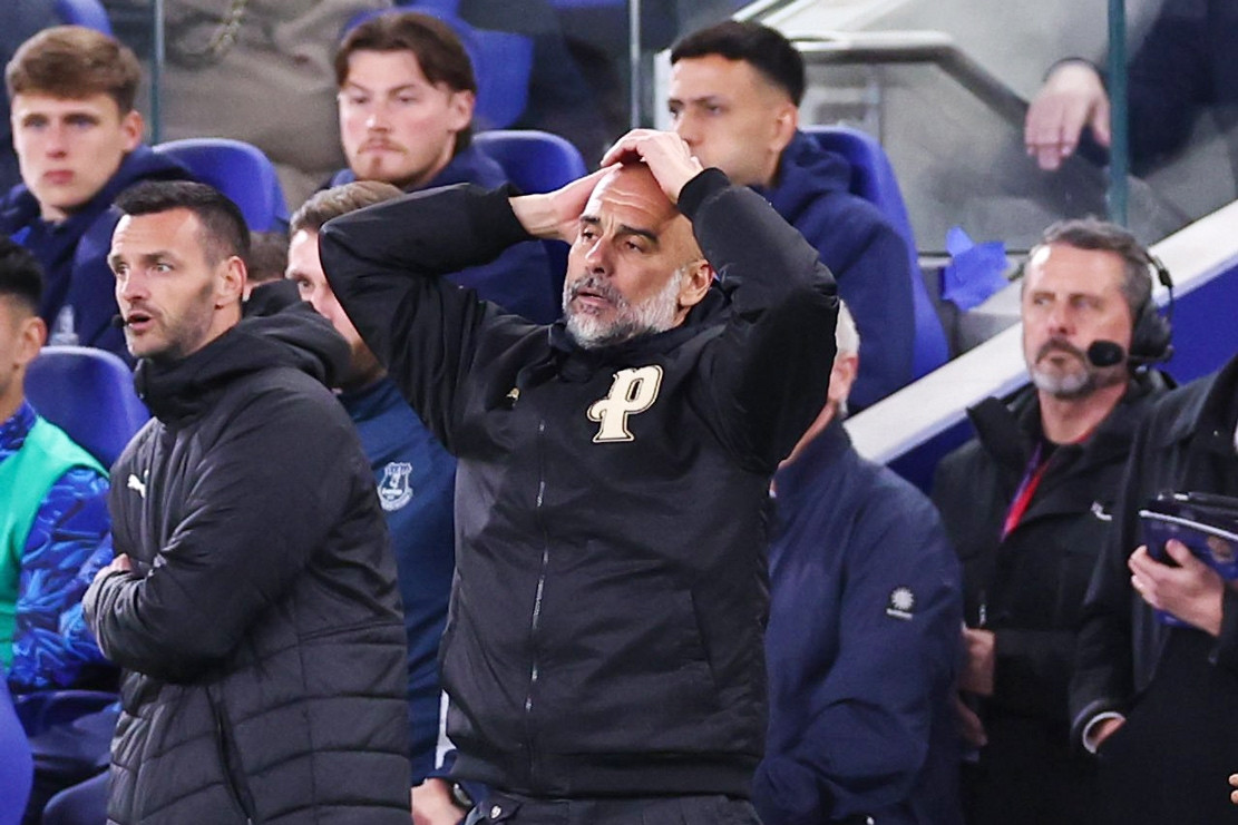 Guardiola admits title race is no longer in Man City's hands after chaotic Everton setback