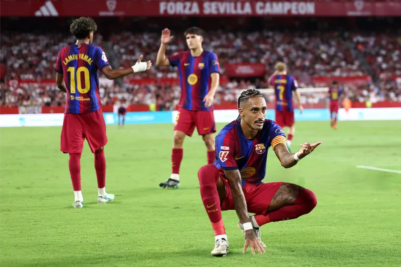 Raphinha’s perfect hat-trick fires Barcelona past Sevilla